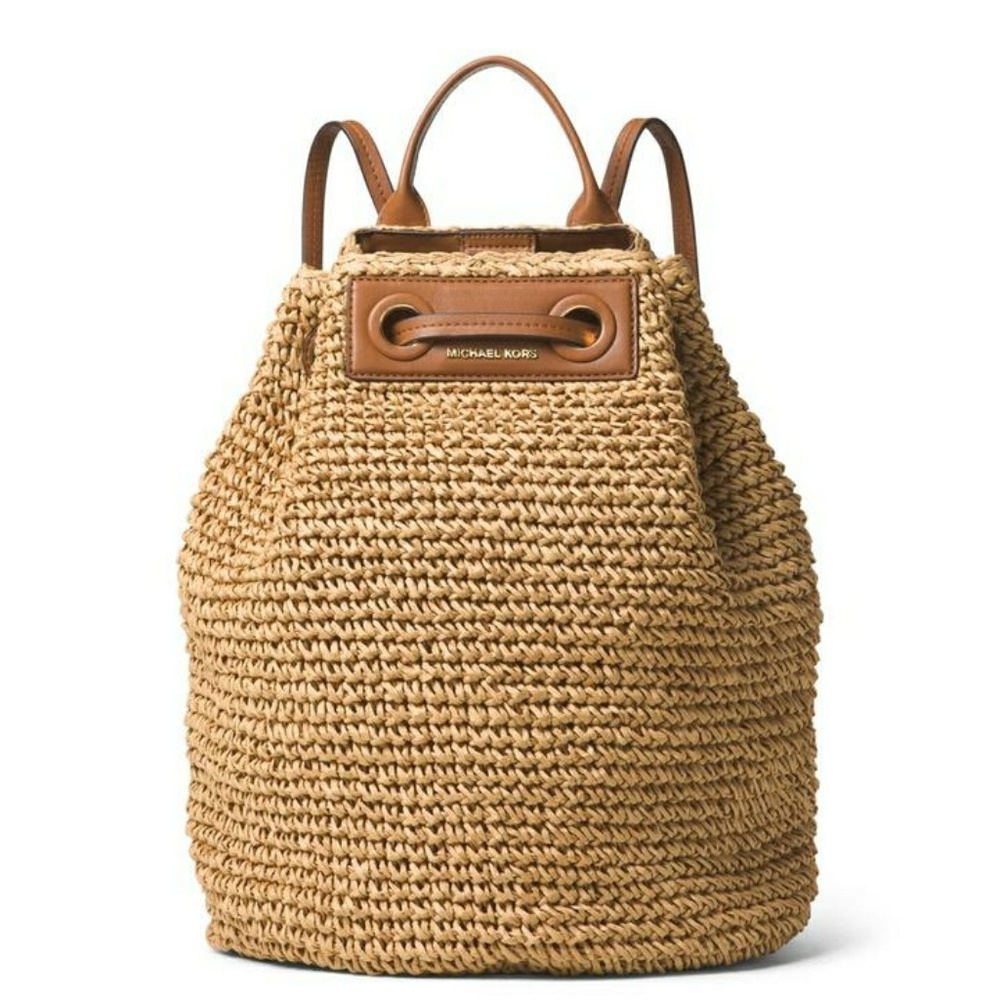 Michael Kors Krissy Straw Large Backpack NWT